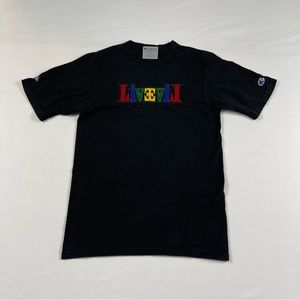 Champion Mens Black  Graphic T Shirt Short Sleeve Size: Small
